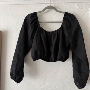 NWOT Ozma sample linen puff sleeve top small